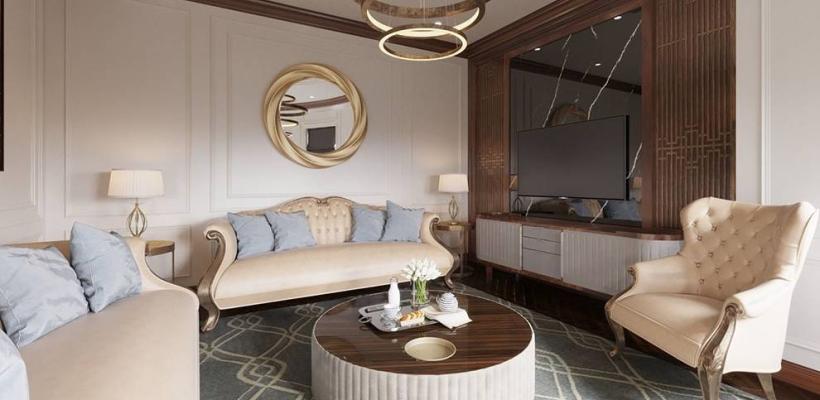 Thiết kế phòng khách cạnh bếp